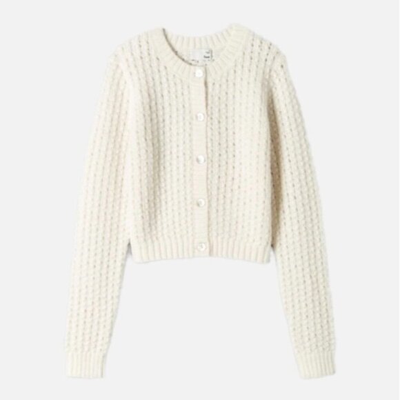 Wilfred Fortune Cardigan Alpaca Mohair Sweater Crochet Espace XXS Aritzia - Picture 1 of 14
